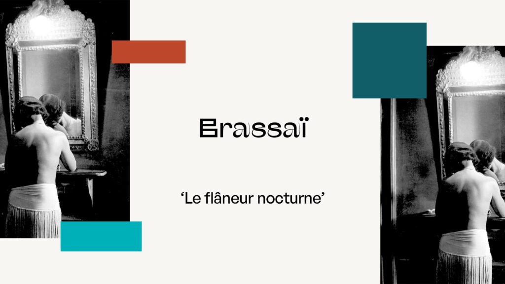 Portada del fotolibro Le flaneur nocturne de Brassaï con un primer plano en blanco y negro de un adoquín parisino