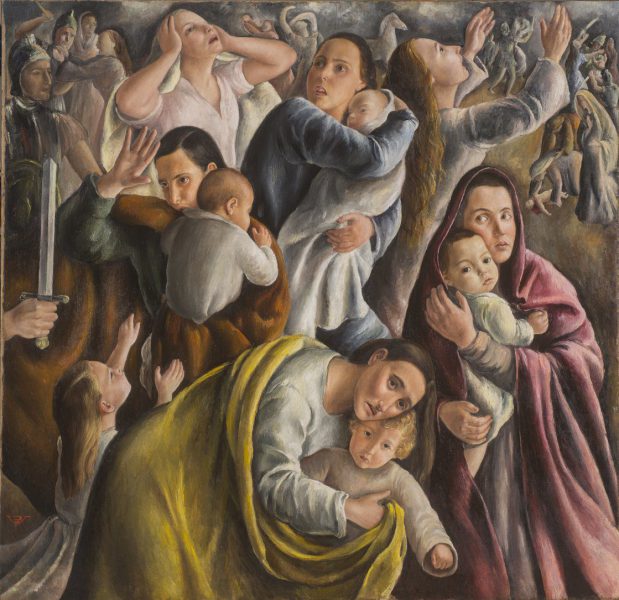 Rosario de Velasco La matanza de los inocentes, hacia 1936 Óleo sobre lienzo. 164 x 167,5 cm. Museo de Bellas Artes de Valencia. © Rosario de Velasco, VEGAP, Madrid, 2024. © Foto: Museo de Bellas Artes de Valencia