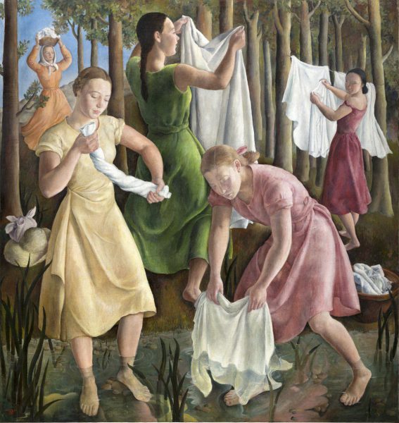 Rosario de Velasco Lavanderas, 1934 Óleo sobre lienzo. 209 x 197 cm. Colección privada. © Rosario de Velasco, VEGAP, Madrid, 2024. Foto: © Jonás Bel