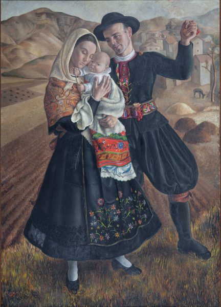 Rosario de Velasco Maragatos, 1934 Óleo sobre lienzo. 210 x 150 cm. Museo del Traje, Madrid. © Rosario de Velasco, VEGAP, Madrid, 2024. Foto: © Museo del Traje. Centro de Investigación del Patrimonio Etnológico, Madrid
